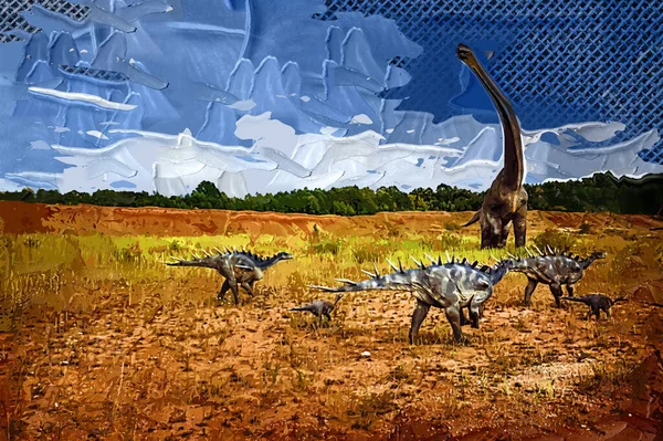 Park Dinosaurs Dinosaur Background Nature Toy Dinosaurs Amusement Park — Stock Photo, Image