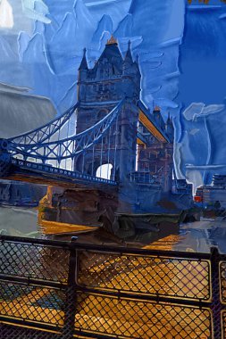 Thames Nehri Köprüsü ve Londra Kulesi ile Londra şehir manzarası manzarası