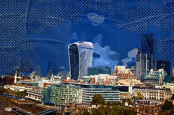 ロンドンのタワーブリッジからのロンドンのスカイライン — ストック写真