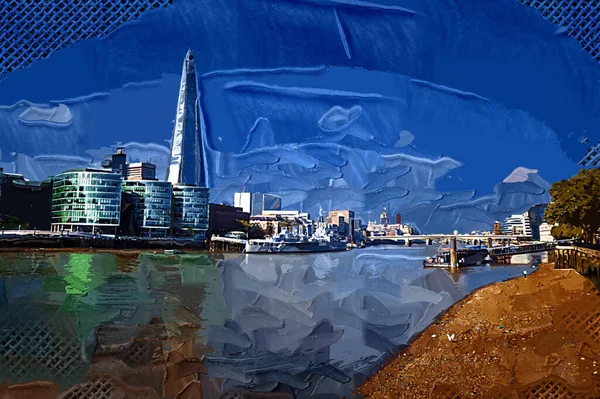 Одна Найвищих Будівель Лондоні Вежа Шард Здіймається Над Річкою Темза — стокове фото