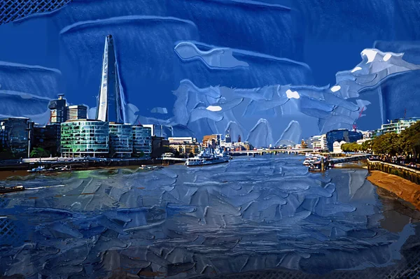 Högsta Byggnaderna London Skärgårdstornet Som Reser Sig Över Themsen Och — Stockfoto