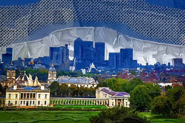 Queen House Greenwich Museums Greenwich Observatory River Thames Skyline Docklands — Stock fotografie