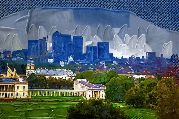 Queen House Greenwich Musei Dal Greenwich Observatory Con Tamigi Skyline — Foto Stock