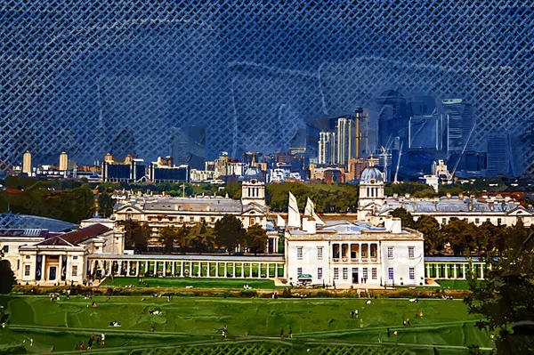 Greenwich Gözlemevi Nden Queen House Greenwich Müzeleri Ile Thames Nehri — Stok fotoğraf