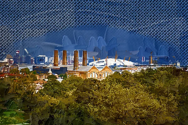 Дом Королевы Музеи Гринвича Гринвичской Обсерватории Рекой Темза Горизонтом Района — стоковое фото