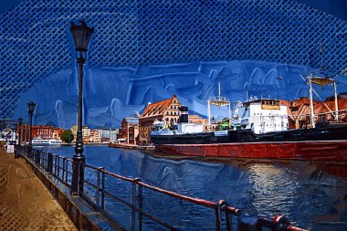 Gdansk tekneleri Motlawa 'ya ev sahipliği yapıyor. Eski model antika.