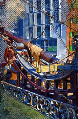 Gdansk tekneleri Motlawa 'ya ev sahipliği yapıyor. Eski model antika.