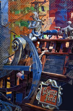 Gdansk tekneleri Motlawa 'ya ev sahipliği yapıyor. Eski model antika.