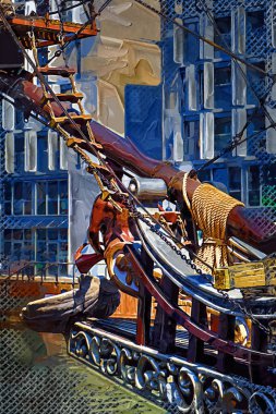 Gdansk tekneleri Motlawa 'ya ev sahipliği yapıyor. Eski model antika.