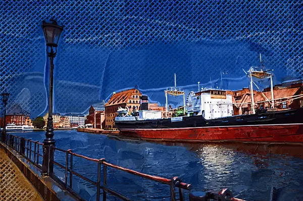 Gdansk tekneleri Motlawa 'ya ev sahipliği yapıyor. Eski model antika.