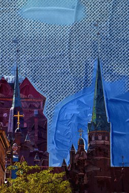 Gdansk eski şehir binaları. Fotoğraf, antika.