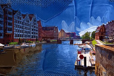 Gdansk eski şehir pazarı fotoğrafçılık antika