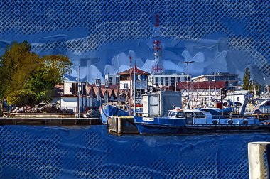 Yelkenli tekneleri Kolobrzeg 'deki marinaya demirlemiş.