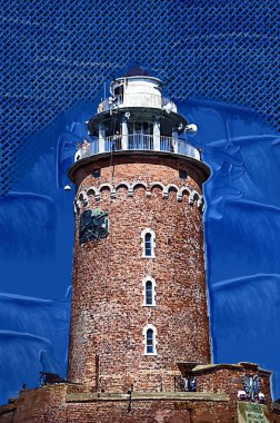 El çizimi suluboya deniz feneri illüstrasyon sanat klasiği çizimi