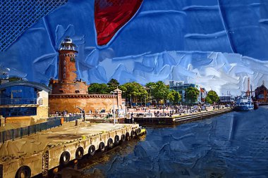 El çizimi suluboya deniz feneri illüstrasyon sanat klasiği çizimi