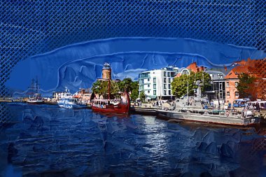 El çizimi suluboya deniz feneri illüstrasyon sanat klasiği çizimi