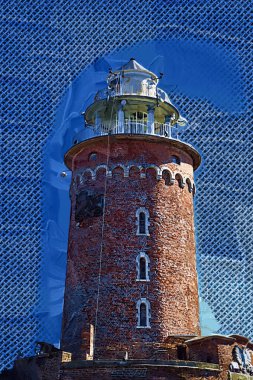 El çizimi suluboya deniz feneri illüstrasyon sanat klasiği çizimi