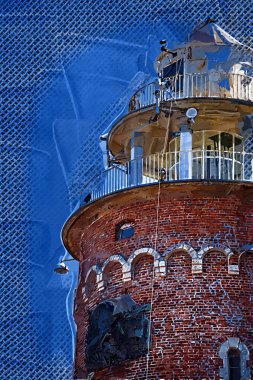 El çizimi suluboya deniz feneri illüstrasyon sanat klasiği çizimi