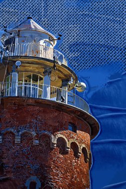 El çizimi suluboya deniz feneri illüstrasyon sanat klasiği çizimi