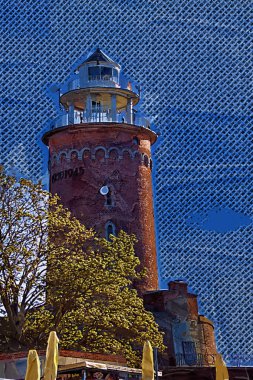 El çizimi suluboya deniz feneri illüstrasyon sanat klasiği çizimi