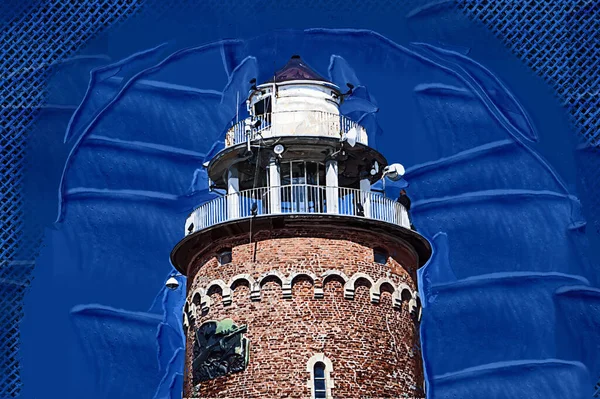 El çizimi suluboya deniz feneri illüstrasyon sanat klasiği çizimi