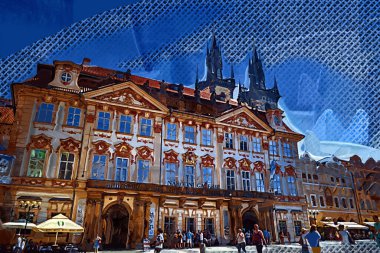 Prag 'da eski bir sokak, antika.