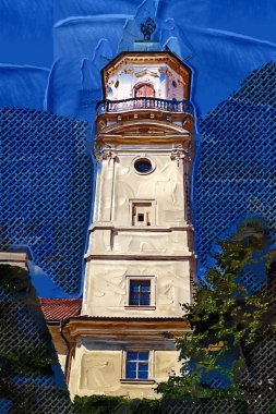 Prag 'da eski bir sokak, antika.