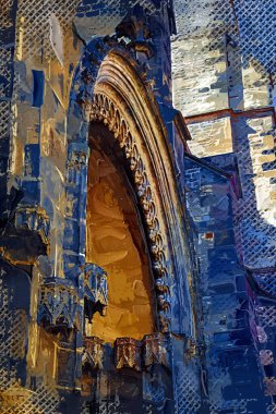 Prag, Çek Cumhuriyeti, Avrupa 'daki Eski Şehir Meydanı' ndaki belediye binasının kulesi.