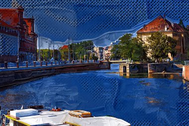 Wroclaw, Poland- Ostrow Tumski 'nin tarihi ve tarihi kısmının Panoraması