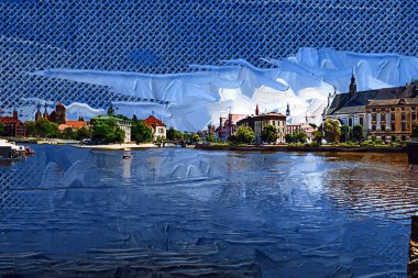 Wroclaw, Poland- Ostrow Tumski 'nin tarihi ve tarihi kısmının Panoraması