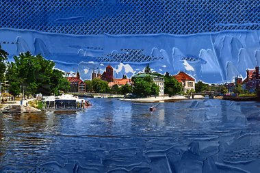 Wroclaw, Poland- Ostrow Tumski 'nin tarihi ve tarihi kısmının Panoraması