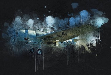 Beyaz arka planda izole edilmiş eski bir savaş uçağı.