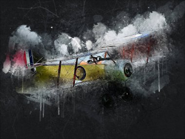 Beyaz arka planda izole edilmiş eski bir savaş uçağı.