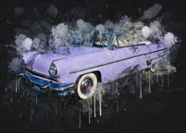 Klasik Retro Klasik Eski Araba Çizimi