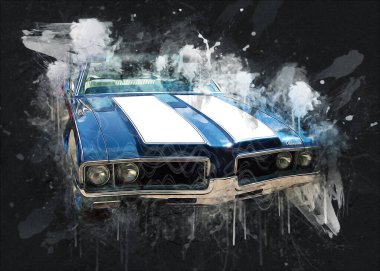 Klasik Retro Klasik Eski Araba Çizimi