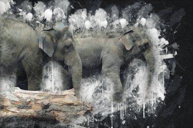 Fil sanatı illüstrasyonu eski moda.