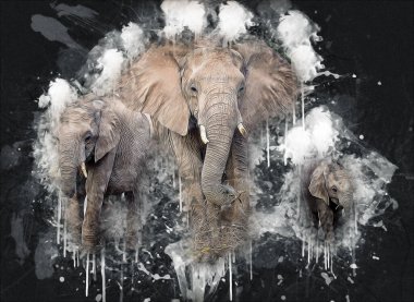 Fil sanatı illüstrasyonu eski moda.