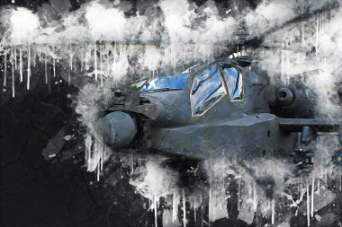 askeri helikopter resim sanatı klasiği çiziyor