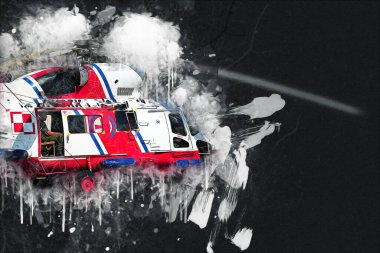 askeri helikopter resim sanatı klasiği çiziyor