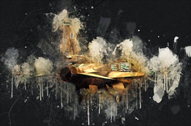 Amerikan savaş uçağı resim sanatı klasiği çiziyor.