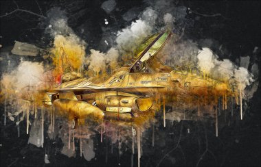 Amerikan savaş uçağı resim sanatı klasiği çiziyor.