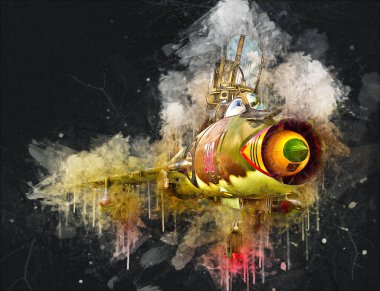 Amerikan savaş uçağı resim sanatı klasiği çiziyor.