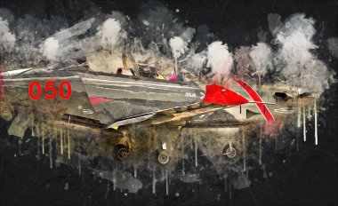 Amerikan savaş uçağı resim sanatı klasiği çiziyor.