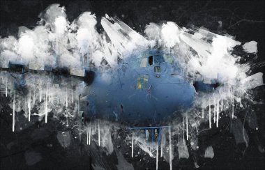 Amerikan savaş uçağı resim sanatı klasiği çiziyor.