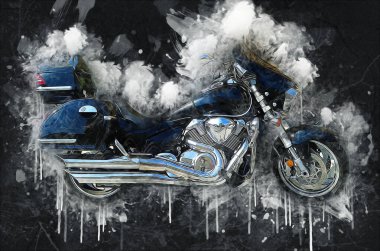 Motosiklet görüntüleme rengi izole edilmiş sanat antika retro