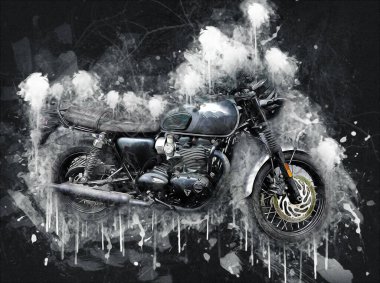 Motosiklet görüntüleme rengi izole edilmiş sanat antika retro