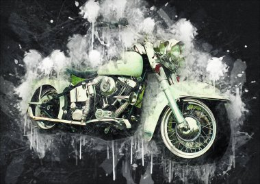 Motosiklet görüntüleme rengi izole edilmiş sanat antika retro