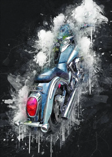 Motor cycle llustration color isolated art vintage retro