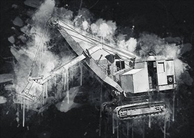 Ekskavatör illüstrasyon izole renk sanat eseri