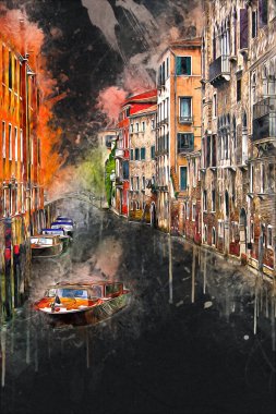 Venedik sanat eskizi çizimi eğlenceli tasarım antika retro